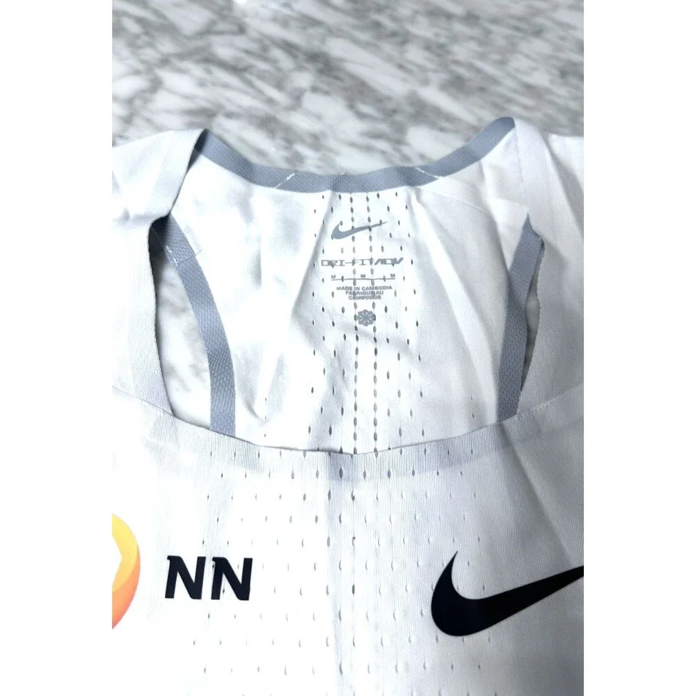 Nike ADV AeroSwift NN Track Singlet Tank Mens Medium White Orange DV7714-100